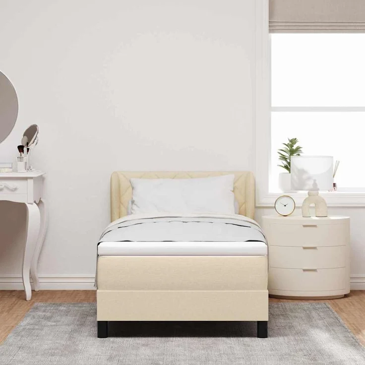 vidaXL Boxspringbett mit Kopfteil Creme 90 x 190 cm Stoff 3340064 – Bild 3