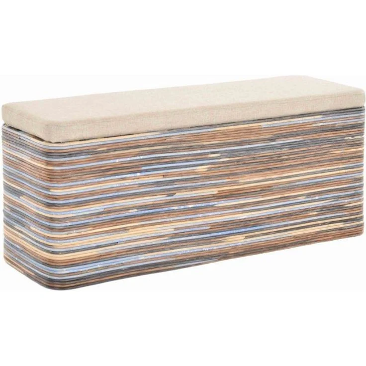 Krines Home Sitztruhe Breiter Rattan Wäschekorb 115cm mit Deckel Wäschetruhe XXL Sitzbank, schmal Flur Bank Sitzhocker Wäschesammler Sitz-Truhe Natur Rechteckig – Bild 4