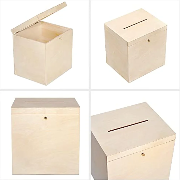 Creative Deco Dekokiste Kartenbox Hochzeit 29x25x30 cm Geschenkkarten Box Geldbox Briefbox, mit Deckel, Schloss und Schlüssel – Bild 8