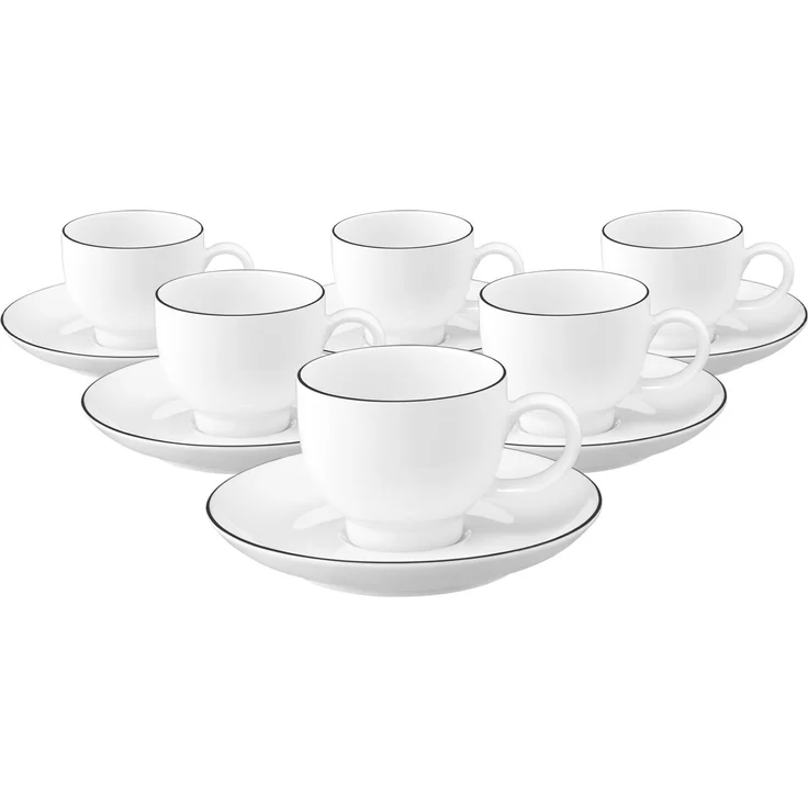 Seltmann Weiden Lido Black Line Espressotasse mit Untertasse 90 ml 6er Set – Bild 1