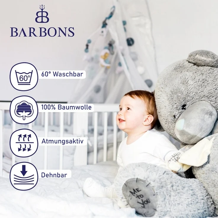 BARBONS Spannbettlaken 60x120 für Baby, Jersey Bettlaken Babybett, Kinderbett, (1 Stück), 100% Baumwolle – Bild 2