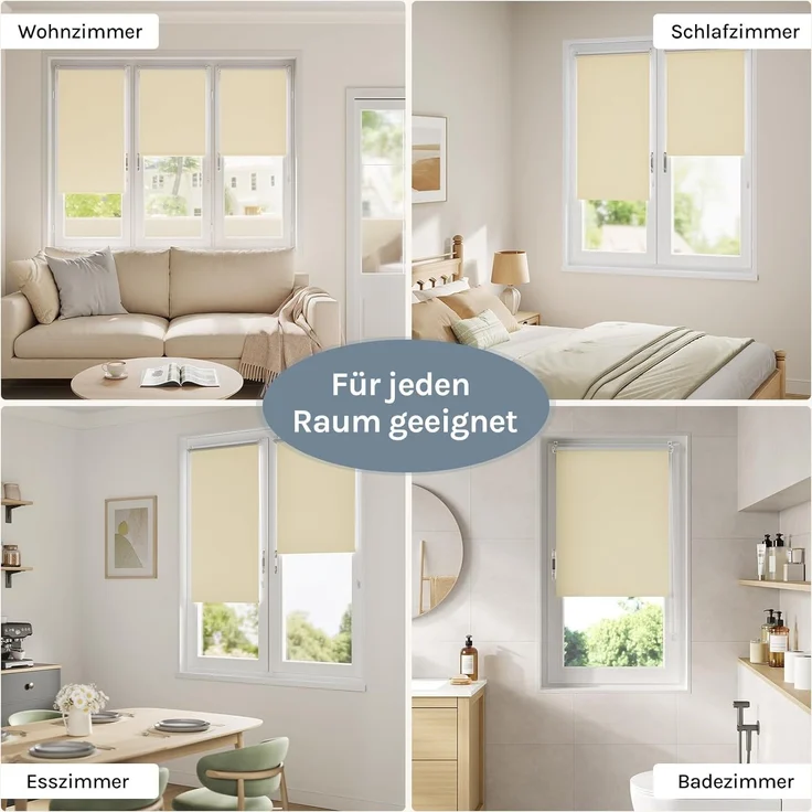 WOLTU Verdunklungsrollo ohne Bohren Beige 110x160 cm (BxH), Thermorollo Klemmfix Fensterrollo Seitenzugrollo easyfix Verdunkelung Rollos Sichtschutz und Sonnenchutz, Klemmrollo für Fenster & Tür – Bild 7