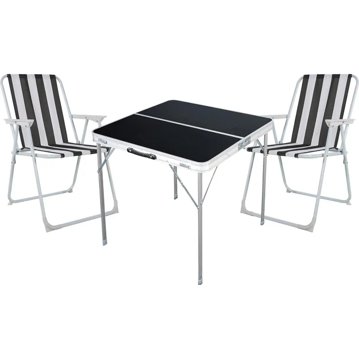 3-teiliges Campingmöbel Set Outdoor Campingstuhl Tisch Aluminium
