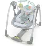 Ingenuity Hugs & Hoots zusammenklappbare & tragbare Babyschaukel, 5 Schaukelgeschwindigkeiten, 8 Melodien, 3 Naturgeräusche, Lautstärkeregulierung und abnehmbarem Spielzeugbügel, ab der Geburt bis 9kg
