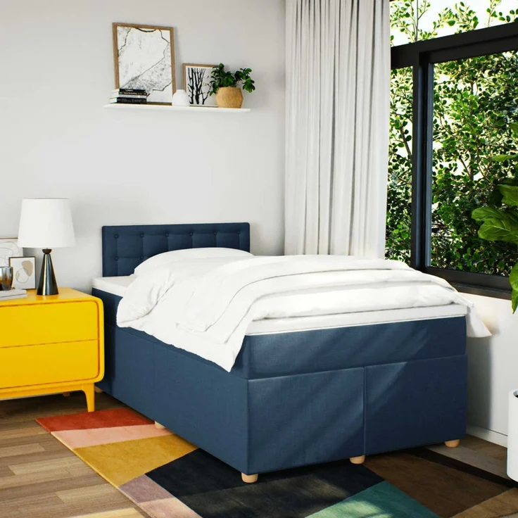 vidaXL Boxspringbett mit Matratze Blau 120x200 cm Stoff 3288967 – Bild 4