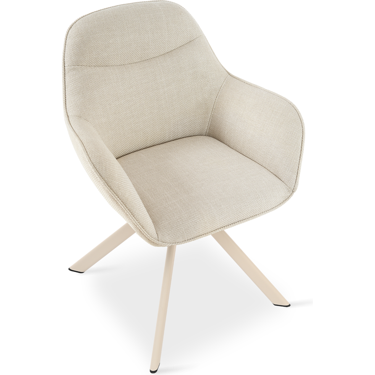 GOEURVANT 1370 Esszimmerstühle 4er-Set mit Armlehnen, 360° Drehbar, Webstoff - Beige – Bild 2