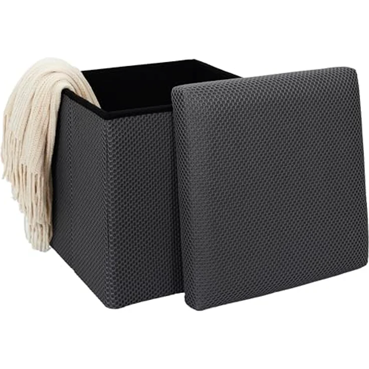 HOME DECO FACTORY, HD0508, Faltbare Ottomane-Truhe, multifunktional, modernes Design, praktische Aufbewahrung und optimaler Komfort, ideal für kleine Räume, 38 cm, Dunkelgrau – Bild 6