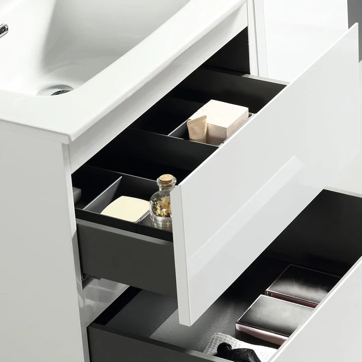 Alpenberger Badmöbel-Set - Badschrank Badezimmerschrank, (Waschbecken mit Überlauf, 2 Waschbeckenunterschrank Schubladen), Waschtisch mit Unterschrank 60 cm Breit – Bild 5