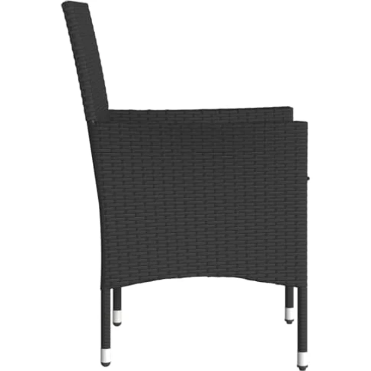 vidaXL Gartenstühle mit Kissen 2 Stk. Schwarz Poly Rattan 368109 – Bild 8