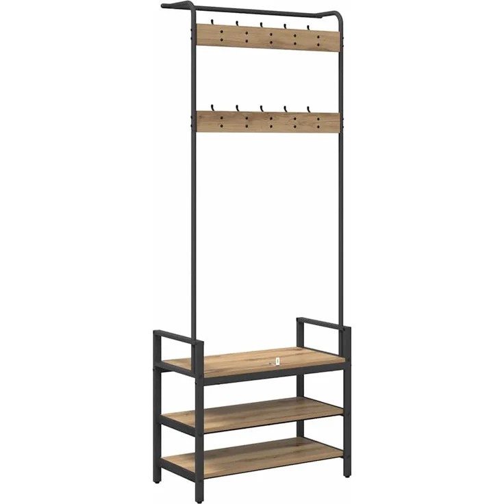 vidaXL Garderobenständer 75 x 34 x 184 cm Artisan-Eiche Holzwerkstoff 879958 – Bild 7