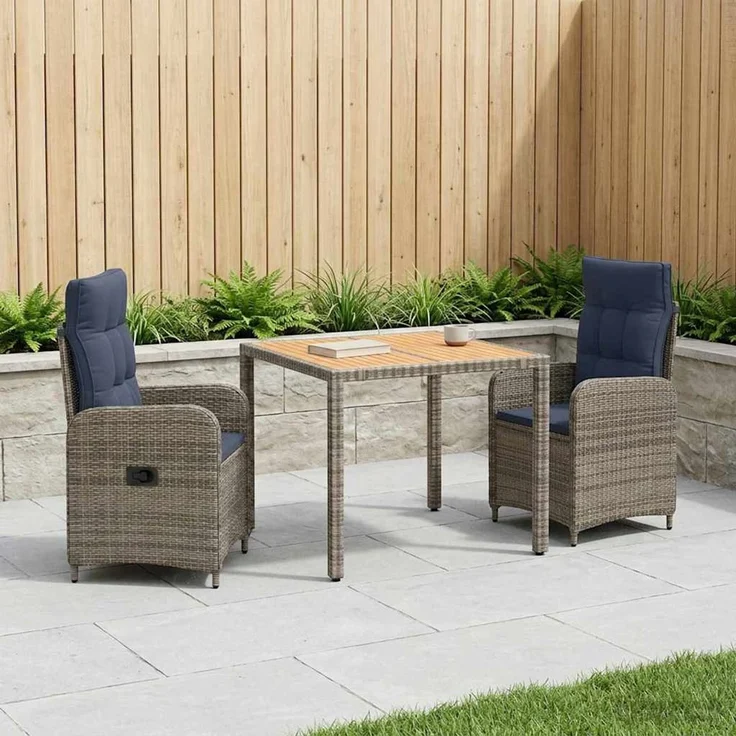 vidaXL Outdoortisch-Set 3 stk. Grey and Navy Blue 90 x 90 x 75 cm 3422286 – Bild 3