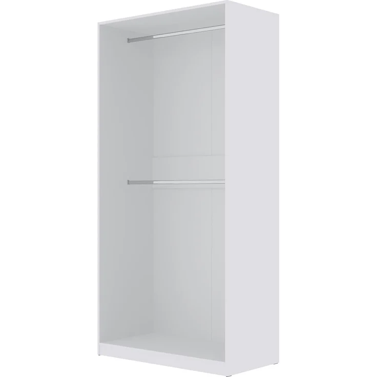 Marmex Möbel TRES 01B Kleiderschrank ohne Türen mit Zwei Kleiderstangen, laminierte Spanplatte, weiß, 100x206x51 cm – Bild 5