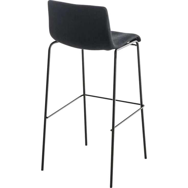 Barhocker TENAR - Stoff Schwarz 43x48x100 cm Schwarz | Barstuhl Mit Lehne Tresenhocker Tresenstuhl Kneipenhocker Kneipenstuhl – Bild 4