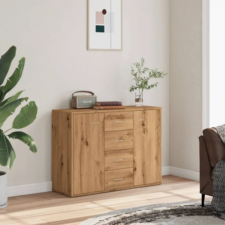 vidaXL Sideboard Artisan-Eiche 88x30x64 cm Holzwerkstoff 855893 – Bild 2