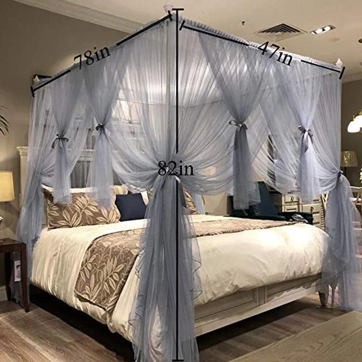 Joyreap Betthimmel mit 4 Ecken für Mädchen und Erwachsene, königliches, luxuriöses, 119.4 cm Bx198.1 cm L, Doppelbett – Bild 7