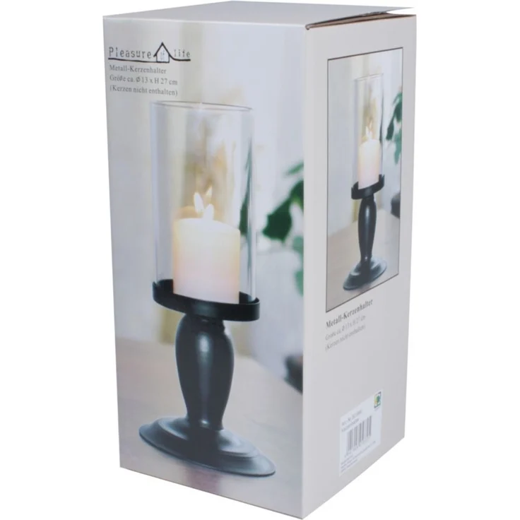 Kerzenhalter, Windlicht, Metall mit Glas – Bild 2