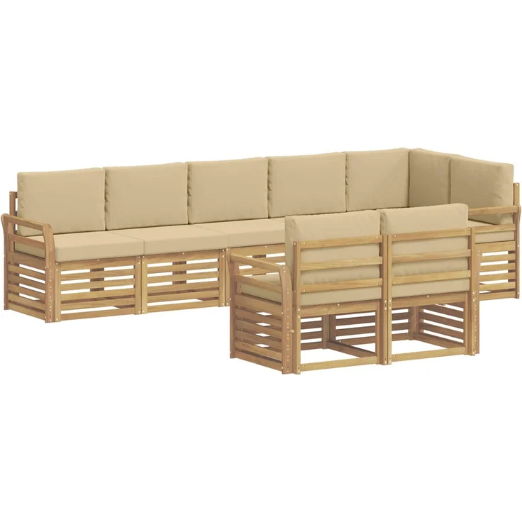 vidaXL Outdoor-Sofagarnitur 8 stk. 8-Sitzer Weiß und Beige Polyester 3392038 – Bild 2