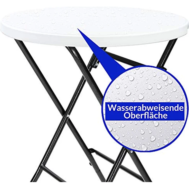 Casaria® Stehtisch 2er Set Klappbar Ø 72 cm Rund 110 cm Hoch Stabil Garten Wasserabweisend Metall Klapptisch Bistrotisch Partytisch Bar Biertisch Weiß – Bild 5