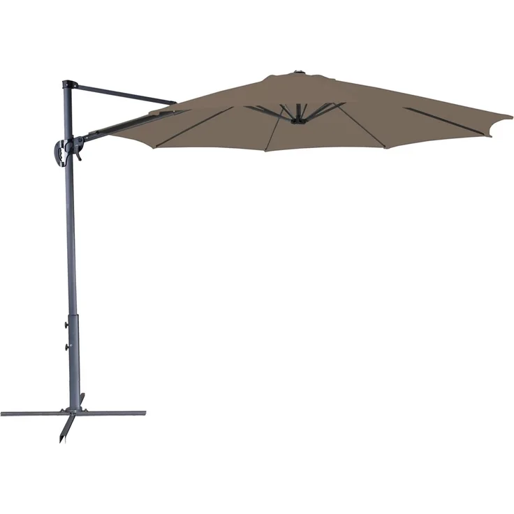Derby by Doppler Sonnenschirm / Ampelschirm "Ravenna Smart 300", inkl. Standkreuz, greige, Ø 300 cm
