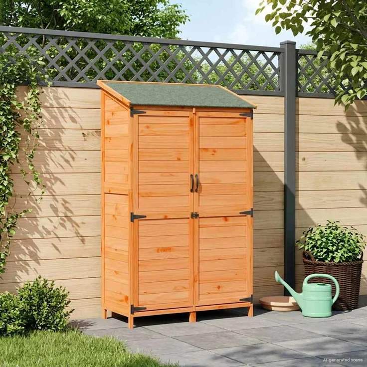 vidaXL Gartenschuppen Braun 106,5 x 56 x 176 cm Massivholz aus Fichte 42033451 – Bild 3