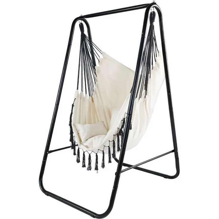 CCLIFE Hängesessel mit Gestell Kissen Hängeschaukel Hängestuhl Bis 100kg Indoor & Outdoor Garten Hängesitz