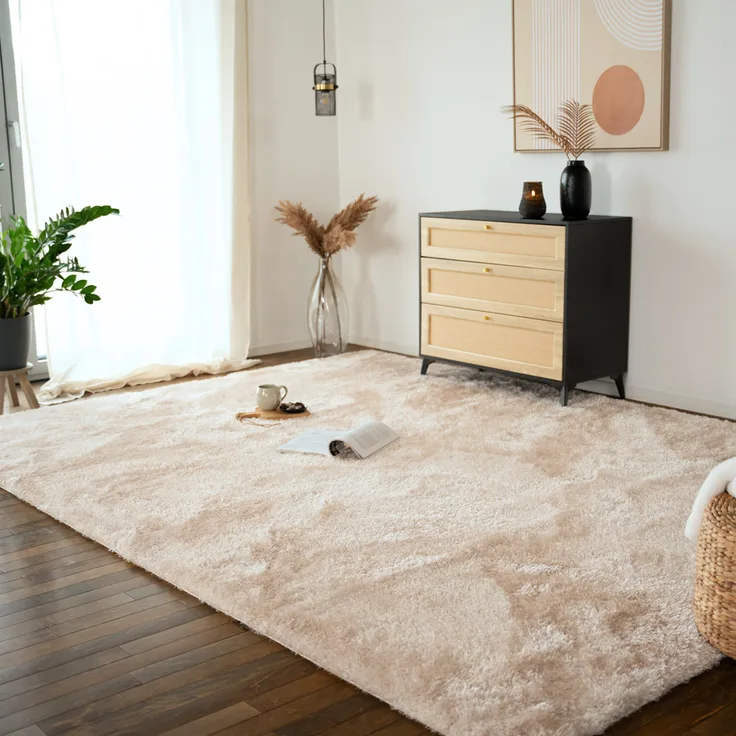 HOME DELUXE Hochflor Teppich SOFI - 150 x 80 cm Beige