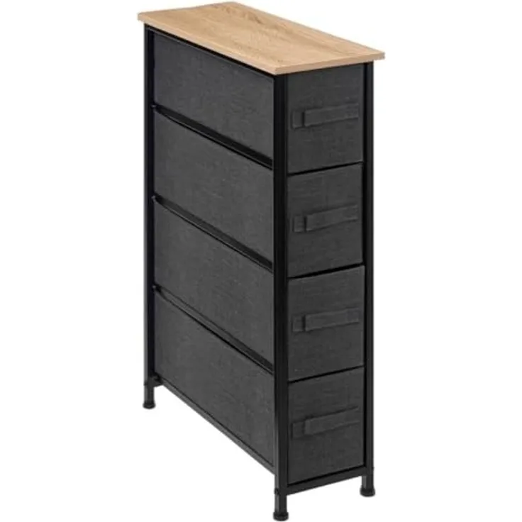 Badregal mit 4 Textilschubladen, 48 x 20 x 75 cm - 5five Simple Smart