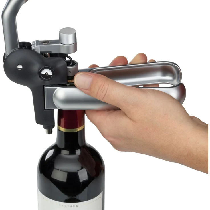 WMF Baric Hebelkorkenzieher Wein 19 x 11 x 15 cm, Korkenzieher mit Folienschneider, professioneller Weinflaschenöffner, Flaschenöffner für Wein und Prosecco, Weinöffner, mühelose Bedienung – Bild 3
