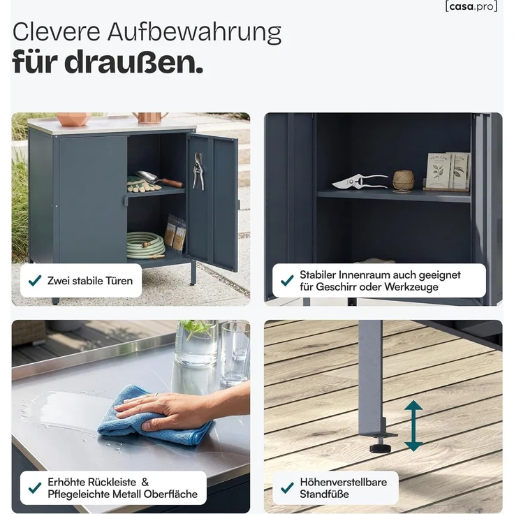 Outdoor Schrank Bolognano 92x80x50 cm Dunkelgrau, matt [casa. pro] – Bild 5