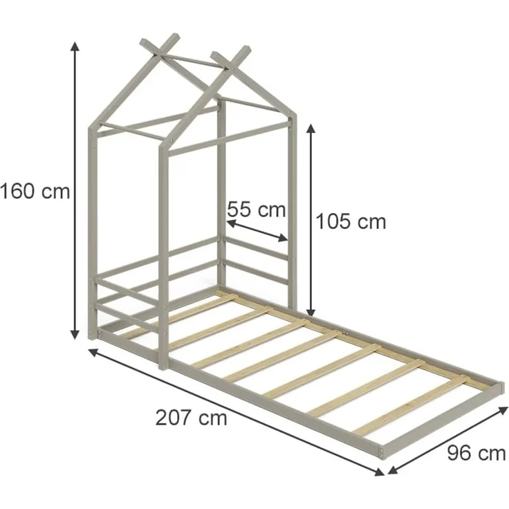Bodenbett Roofy Greige 90x200 Vitalispa – Bild 3