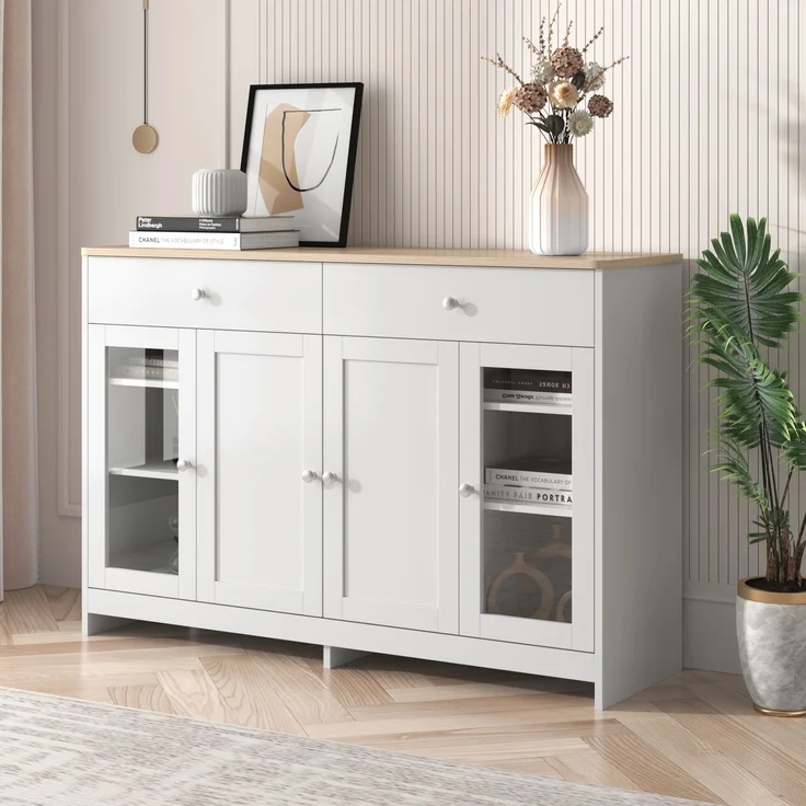 Sideboard 120x37x80 cm - Kompakter Buffetschrank im Landhausstil – Bild 2