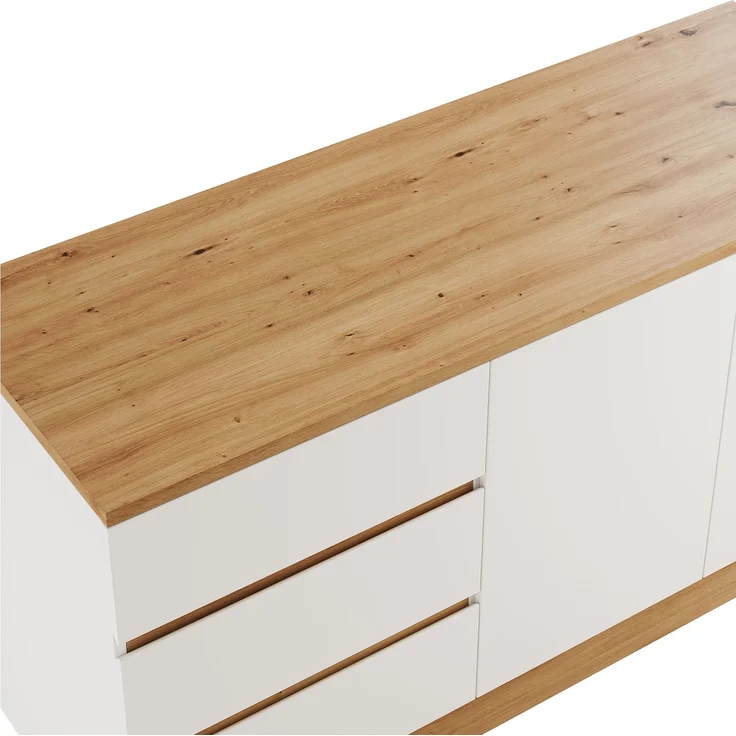 ZUBALIYA Schreibtisch mit feststellbaren Rollen – multifunktionales Design, 4 cm dickere, drehbare Tischplatte, fest arretierbar, weiß/Eiche, Faltbarer Schreibtisch, Eckschreibtisch, Sideboard,Dicke Materialie – Bild 15