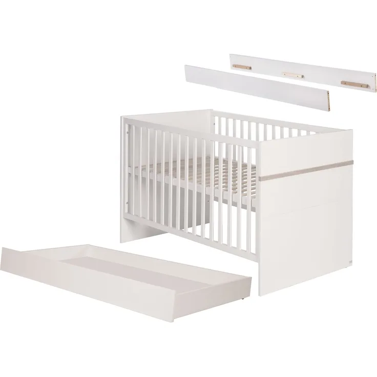 roba Kinderzimmerset 'Moritz' 3-teilig - Bett 70 x 140 - inkl. Bettkasten & Lattenrost - Weiß / Luna Elm