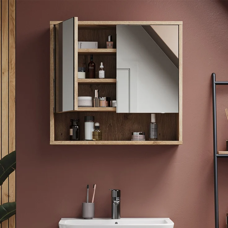 Badspiegelschrank Eliza Viking Oak 70 x 65 cm mit 2 Türen Vicco – Bild 5