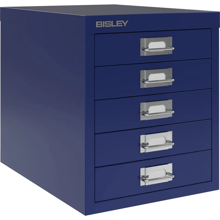 Bisley Schubladenschrank aus Metall für DIN A4 in oxfordblau Schrank mit 5 Schubladen Büroschrank Werkzeugschrank, L125-639 – Bild 1