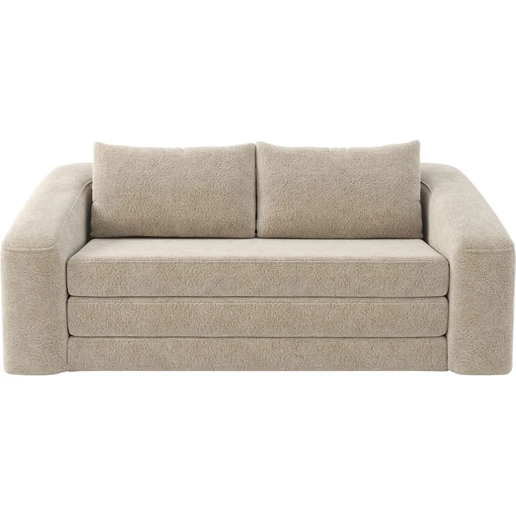 skølm 'Fjäll' Schlafsofa 2 Sitzer mit 2 Kissen, beige, Teddy-Bouclé Sofa ausklappbar, mit Liegefunktion, vakuumverpackt ohne Aufbau – Bild 11