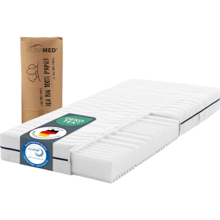 PURAMED Kaltschaummatratze - 200x200 cm - Höhe 18 cm - Härtegrad H2 & H3 - ergonomische 7-Zonen Matratze - produziert in Deutschland - waschbarer Mikrofaser-Bezug - Oeko-TEX® & CertiPUR Zertifiziert – Bild 2
