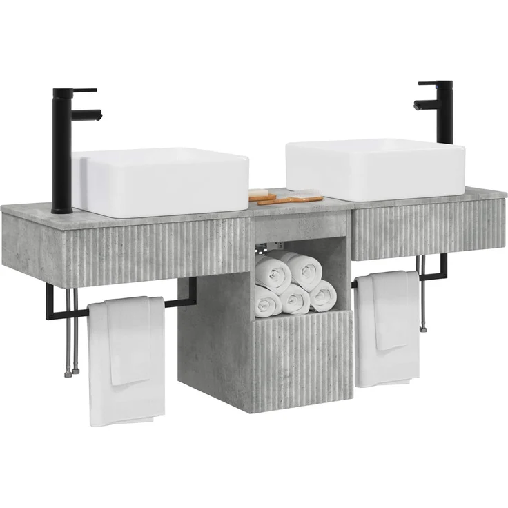 vidaXL Badezimmerschrank-Set 3 stk. Betongrau 130 x 41 x 80 cm 3405600 – Bild 3