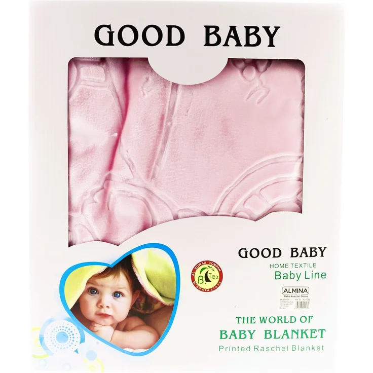 Kuschelige Babydecke 107x137 cm aus 100% Polyester Decke mit Bären und Blumen Pink – Bild 3