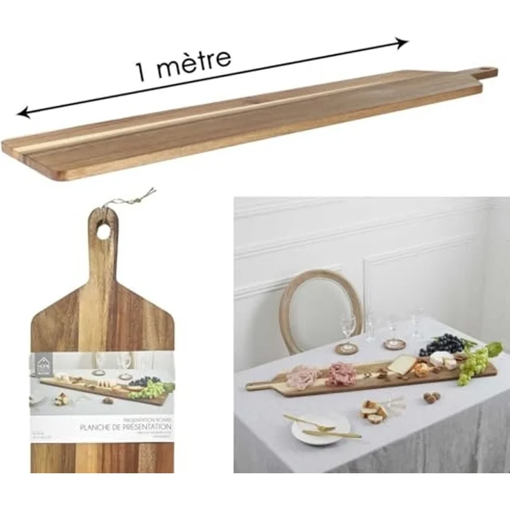 HOME DECO FACTORY, KA0283, Acacia Presentation Board 1M - Elegant Tray and Basket for Table Service, Ideal for Dinners and Buffets, Easy to Maintain, Brown – Bild 4