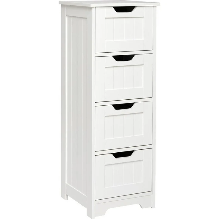 Mondeer Badkommode Badezimmerschrank, Kommode aus Holz, Sideboard mit Stauraum, Modern, Weiß – Bild 1