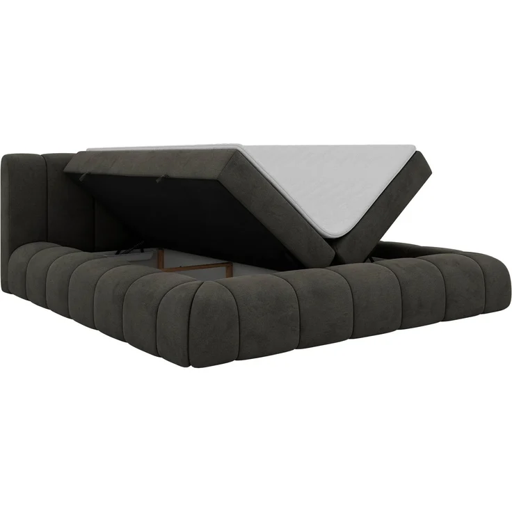 Boxspringbett NUBEA mit 2x Bettkasten & Multipocket-Kern, inkl. Topper T25, Doppelbett mit Stauraum, 200x200 cm, massives Ehebett - H3 - Dunkelgrau Velvet – Bild 4