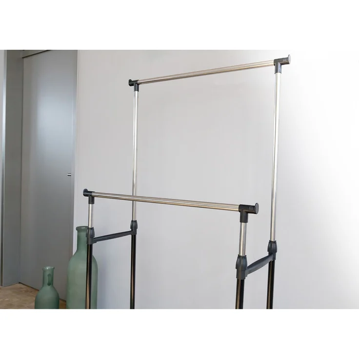 Kleiderwagen 75x155x43cm 2-fach Kleiderstange Garderobenständer Stange mit Rollen neu – Bild 5