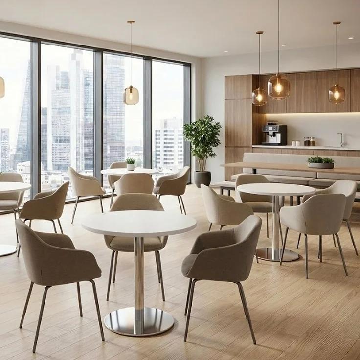 bümö Besprechungstisch, Esstisch klein, Tisch rund 80x80 cm in Buche, Gestell: graphit - kleiner Rundtisch für 2 Personen mit Holz-Platte, Säule aus Metall, Konferenztisch, Bistrotisch, STF08-6-G – Bild 9