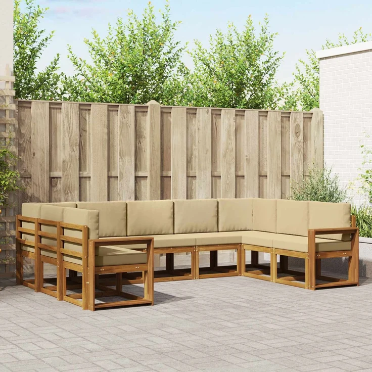 vidaXL Outdoor-Sofagarnitur 9 stk. 9-Sitzer Natur und Beige 3366991 – Bild 1