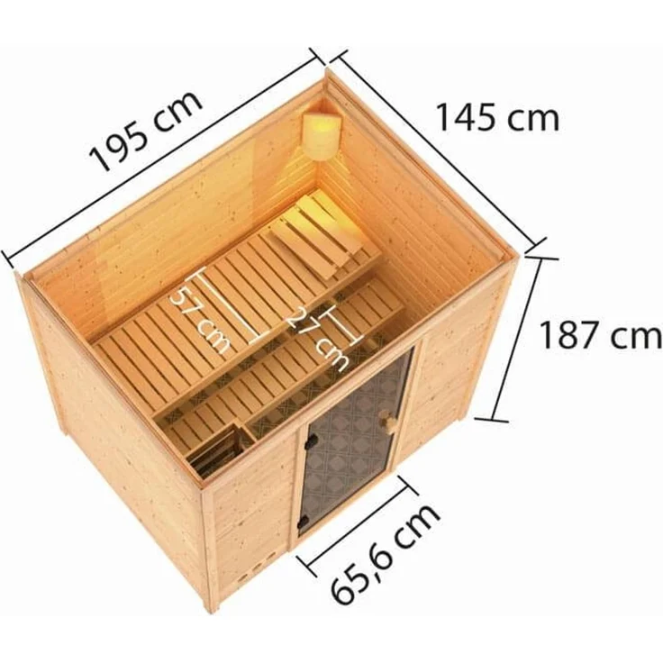 Karibu Sauna Selena + 9kW Saunaofen mit integrierter Steuerung – Bild 3