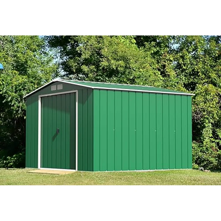 Duramax ECO 10x10 (9.16 m²) Metallgerätehaus, feuerverzinktes Metall gerätehaus - Geräteschuppen, verstärkte Dachkonstruktion, wartungsfreier und wetterfester Metallschuppen, Grün – Bild 10