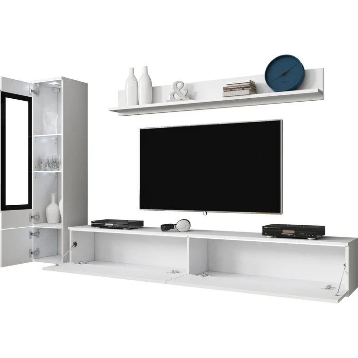 Wohnwand Doppo I (Farbe: Matera / Weiß Hochglanz, ohne Beleuchtung) – Bild 6