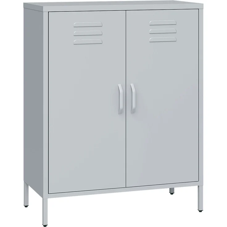 skølm 'Atria' Metallkommode, grau, 100x38x80 cm, Metallschrank mit 3 Fächern – Bild 2