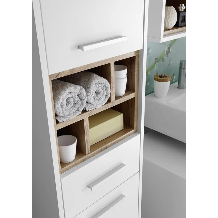 Badezimmer-Set >Milano< in Weiß-Wildeiche Optik - 156x190x40 (BxHxT) – Bild 3